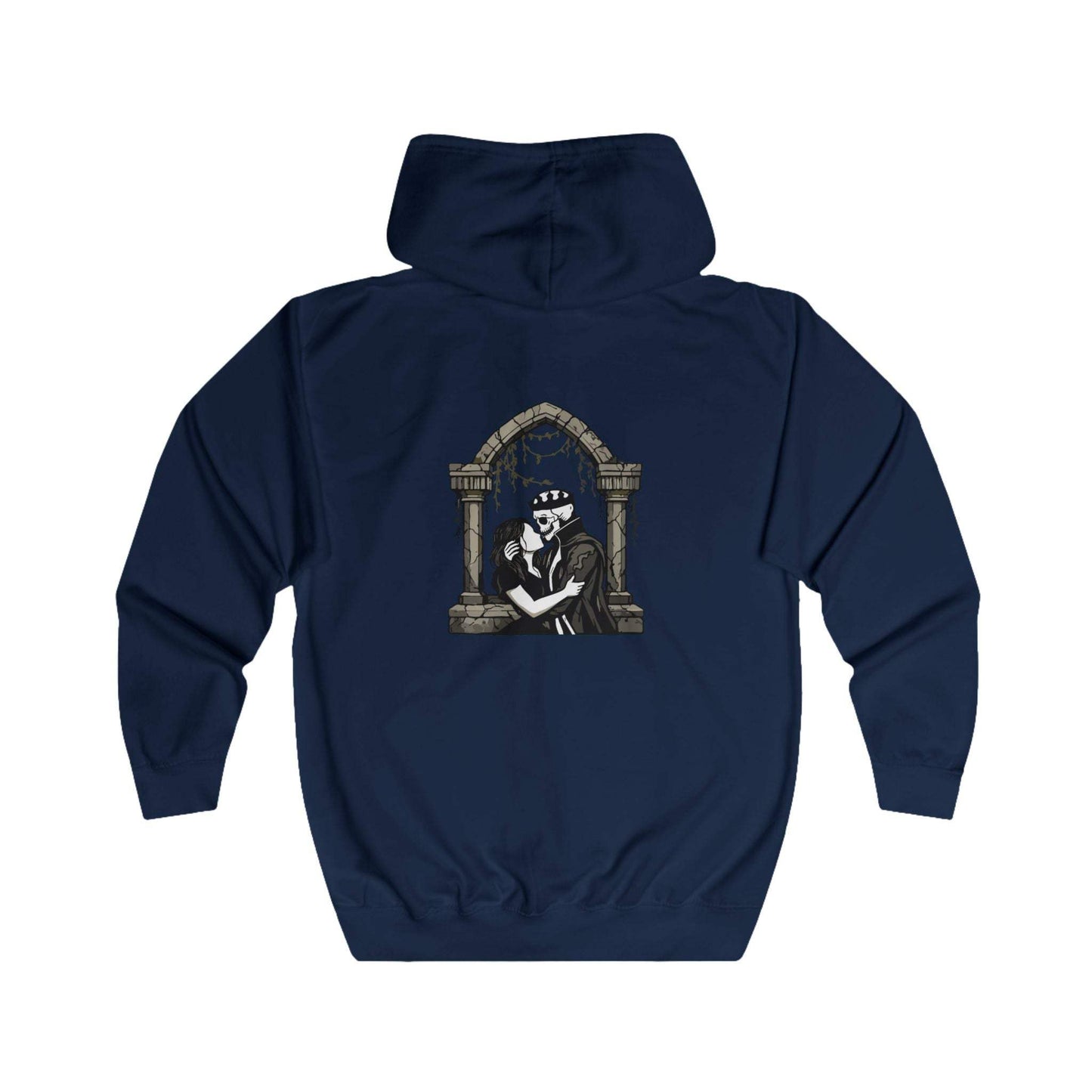 Work Song embroidered zip up hoodie inspired by Hozier - no grave can hold my body down - mockup navy version
