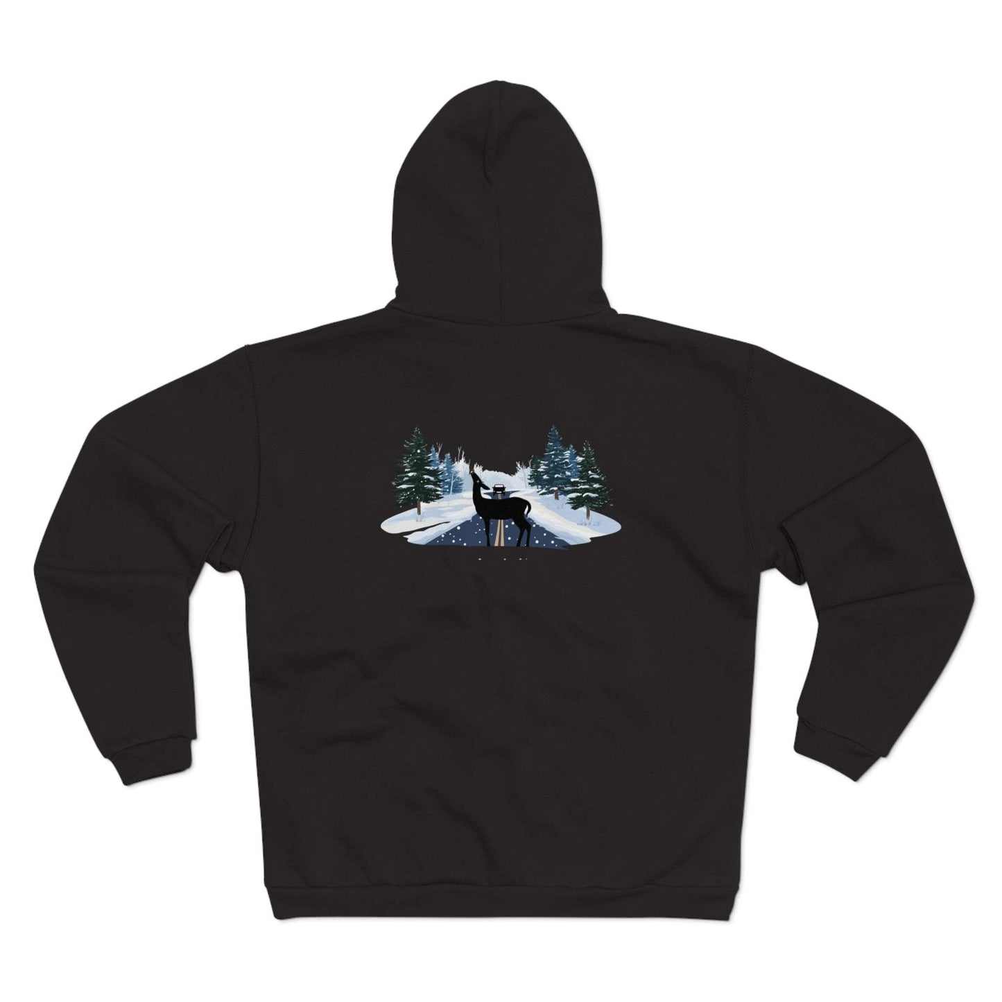 Abstract (Psychopomp) embroidered hoodie mockup in black - Hozier Unreal Unearth inspired - back view