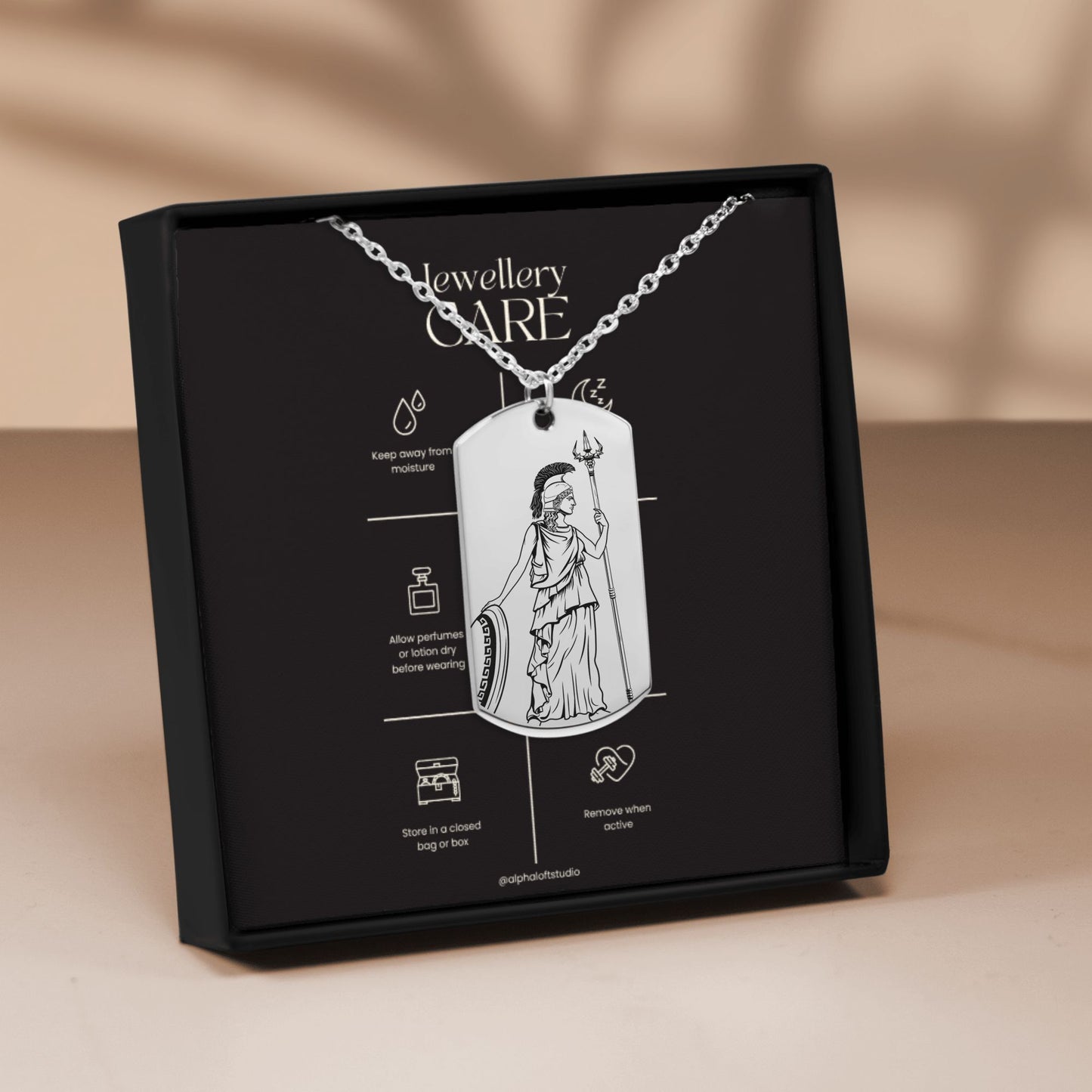 The Athena Double Sided Engraved Dog Tag