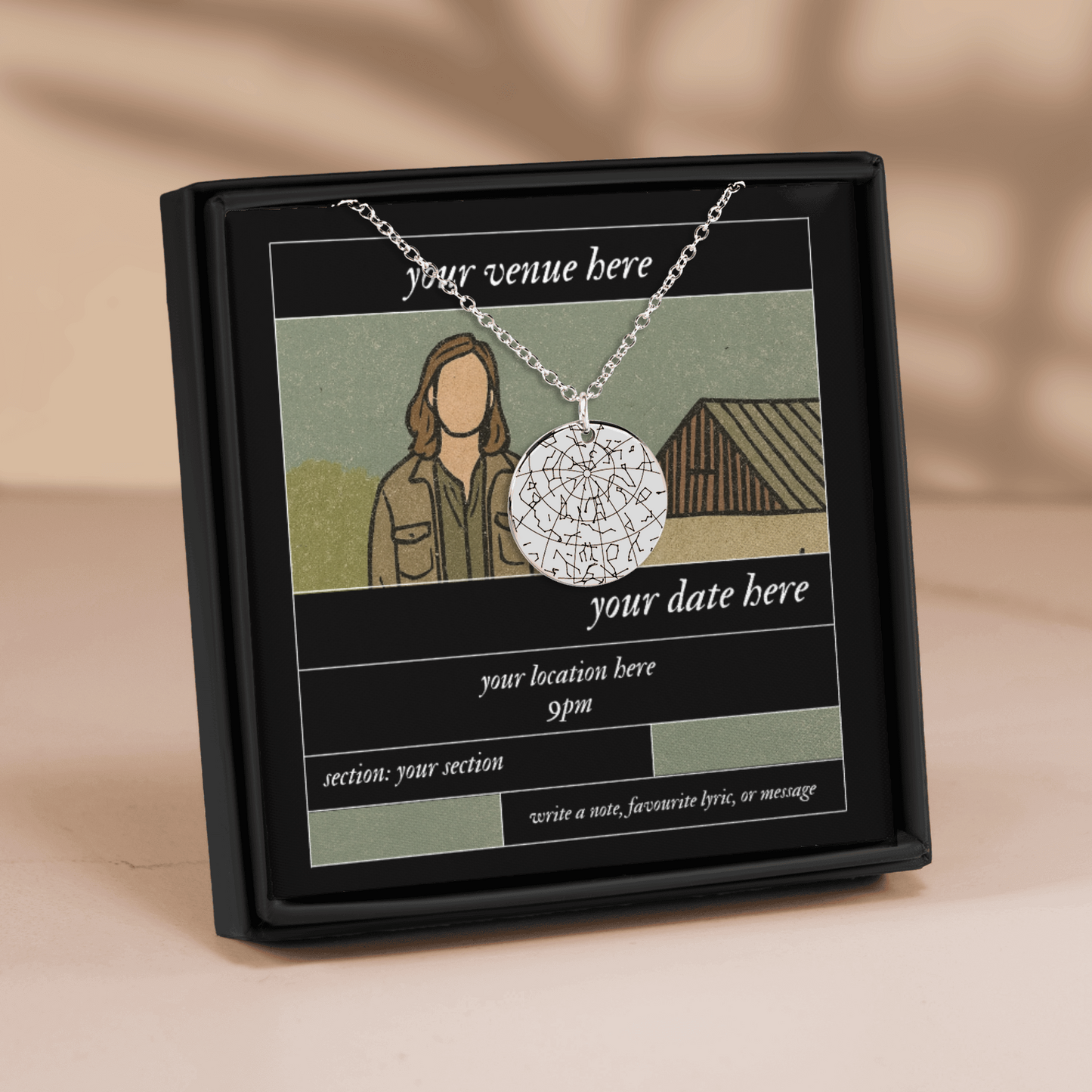 Double Sided Custom Star Map Tour Necklace
