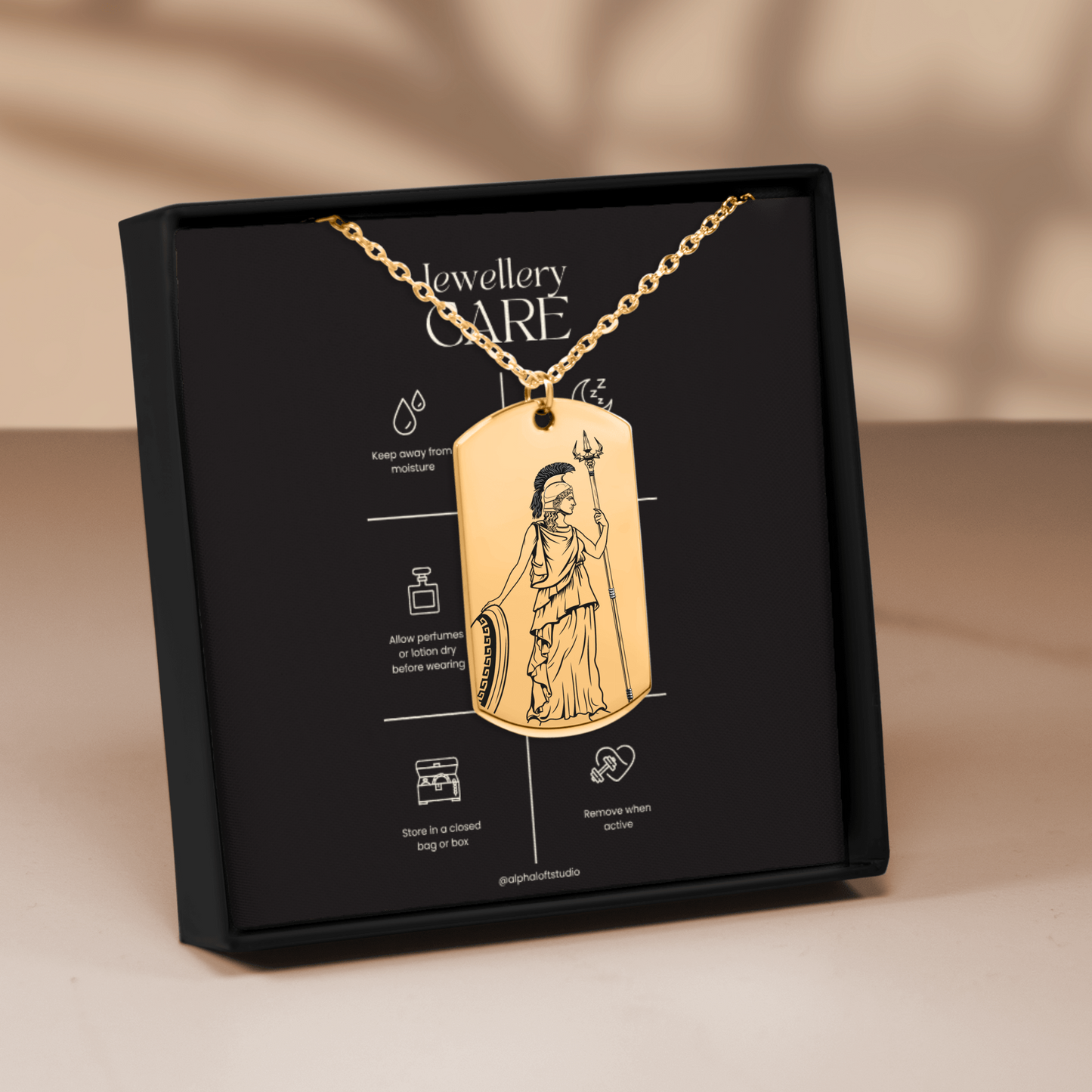 The Athena Double Sided Engraved Dog Tag
