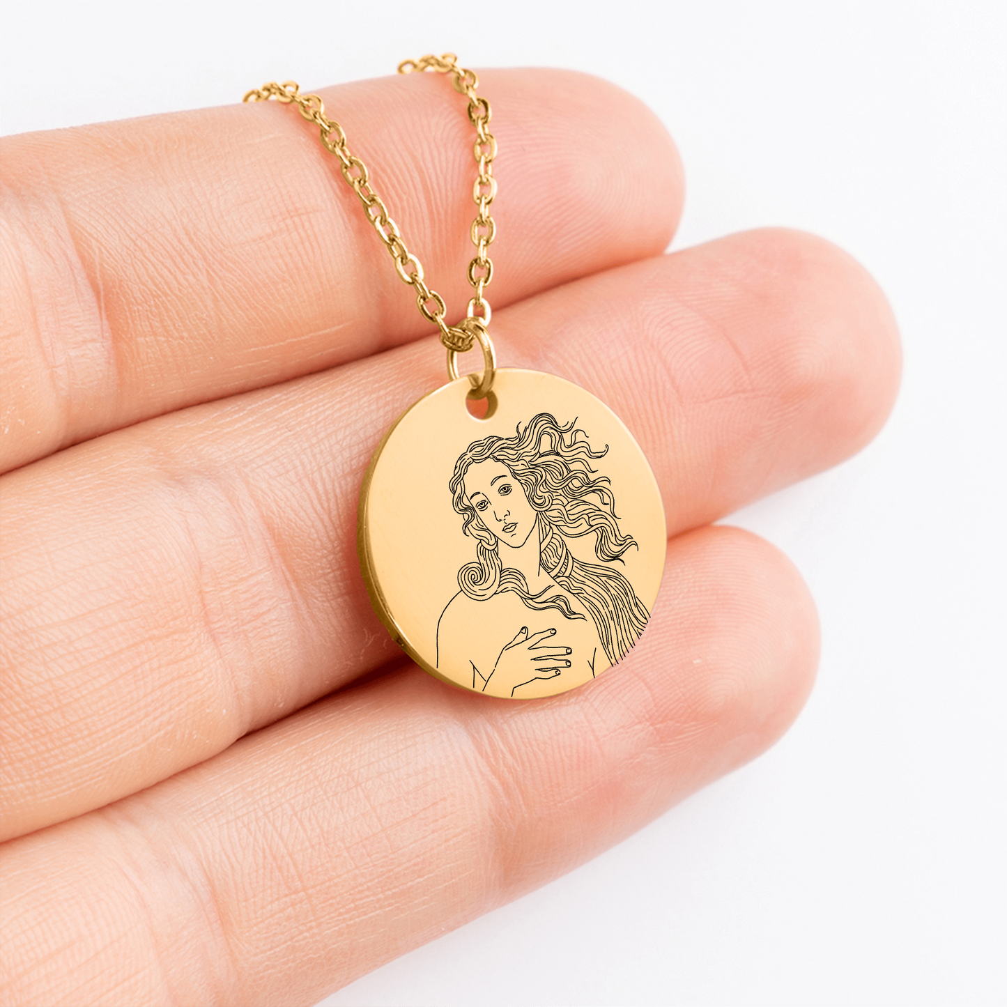 The Aphrodite Double Sided Engraved Coin Necklace