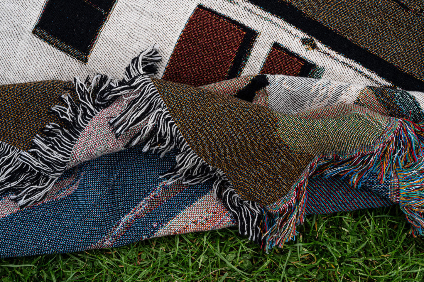 lord huron strange trails woven blanket full design fringe close up - lord huron merch strange trails