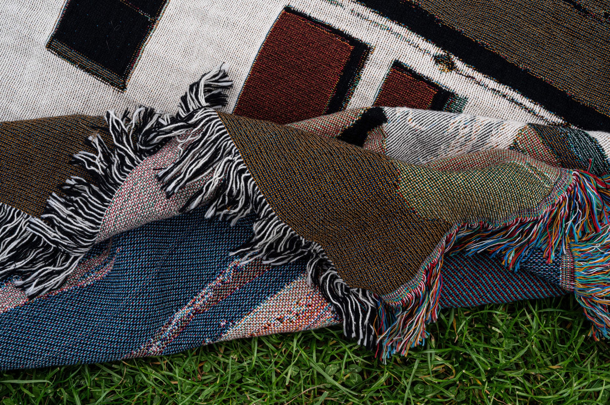 lord huron strange trails woven blanket full design fringe close up - lord huron merch strange trails