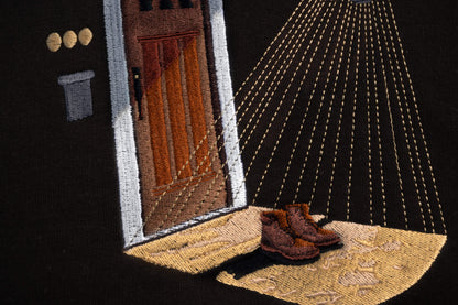 Porch Light embroidered hoodie inspired by Noah Kahan Porch Light - embroidery close up 
