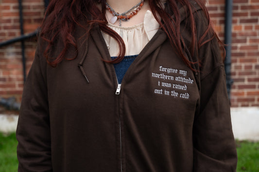 The Northern Attitude Embroidered Zip Up Hoodie