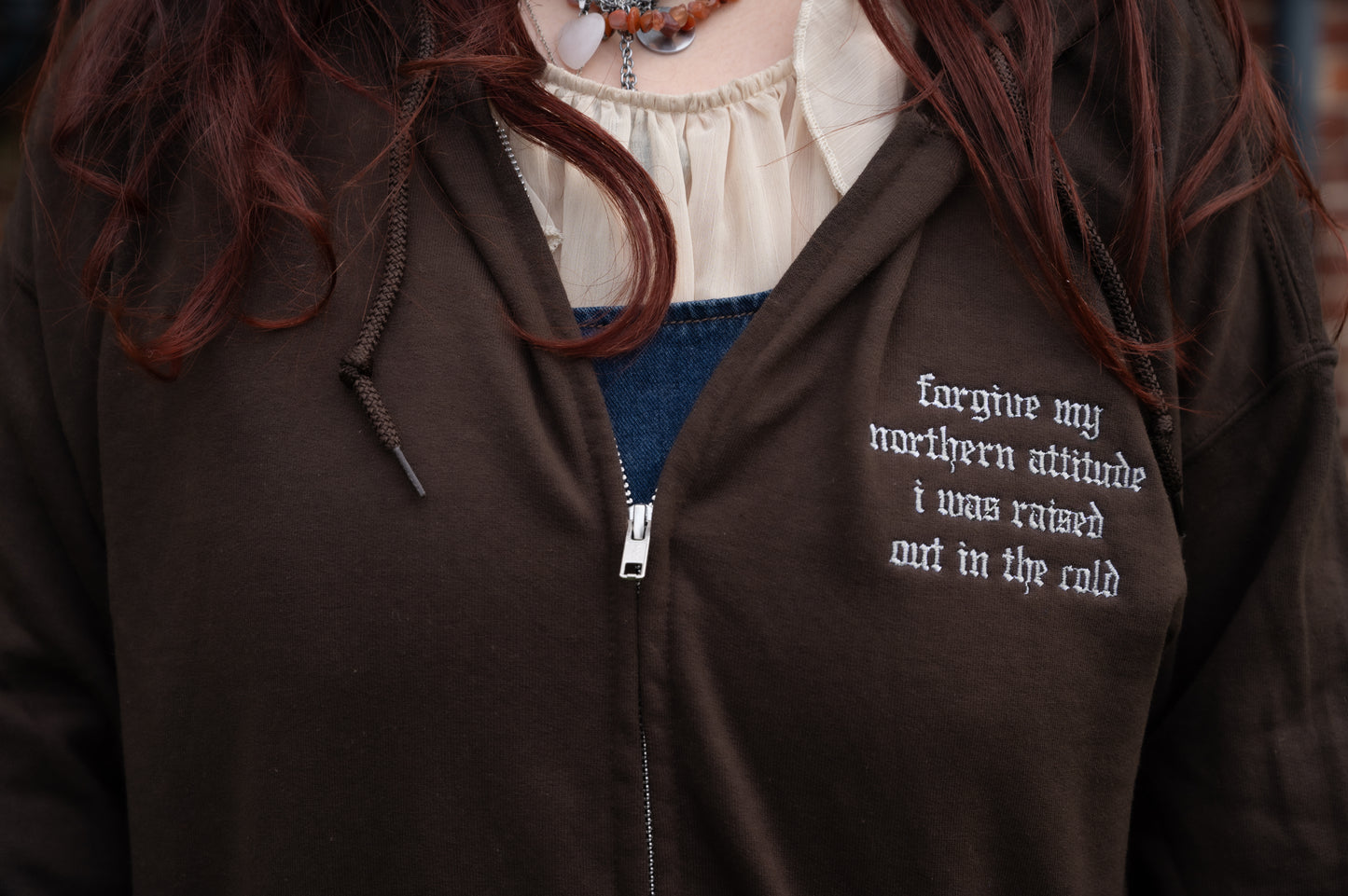 The Northern Attitude Embroidered Zip Up Hoodie