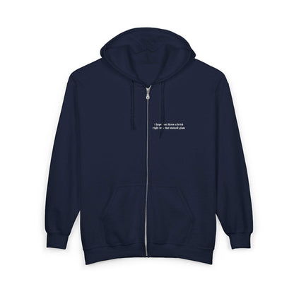 The Great Divide embroidered zip up hoodie mockup front view in navy - Noah Kahan 2026 tour outfit 