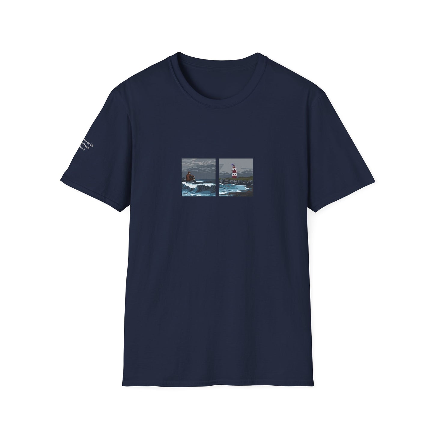 The Ghost on The Shore embroidered t shirt mockup in navy - Lord Huron inspired design