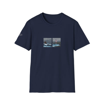 The Ghost on The Shore embroidered t shirt mockup in navy - Lord Huron inspired design