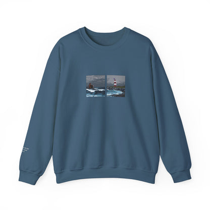 The Ghost on The Shore embroidered sweatshirt mockup in airforce blue - Lord Huron inspired design