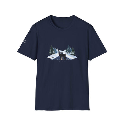 Abstract (Psychopomp) embroidered t shirt mockup in navy - Hozier Unreal Unearth inspired - see how it shines 