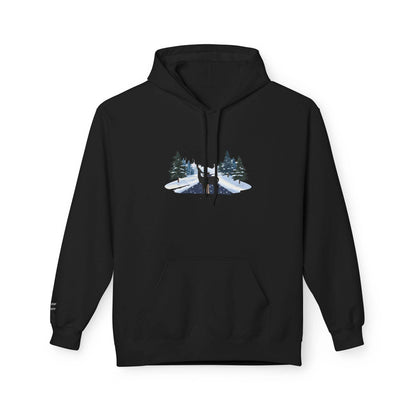 Abstract (Psychopomp) embroidered hoodie mockup in black - Hozier Unreal Unearth inspired - see how it shines 