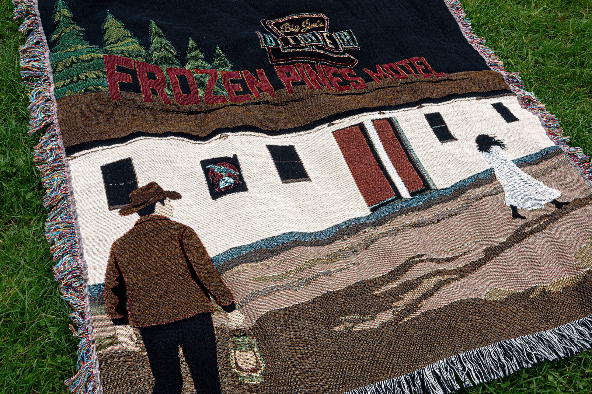 lord huron strange trails woven blanket full design front view - lord huron merch strange trails - frozen pines motel 