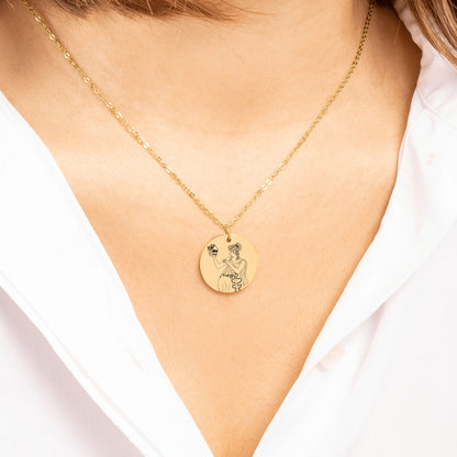 The Persephone Double Sided Engraved Coin Necklace