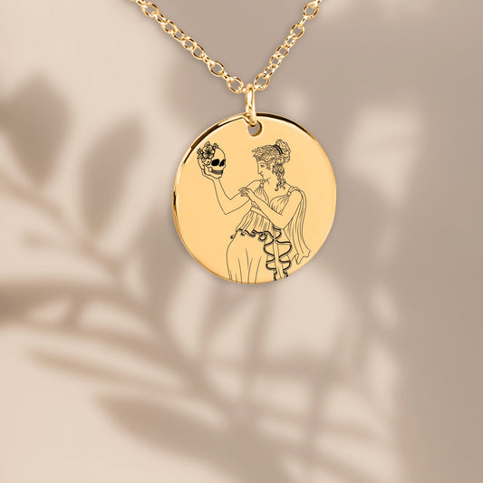 The Persephone Double Sided Engraved Coin Necklace
