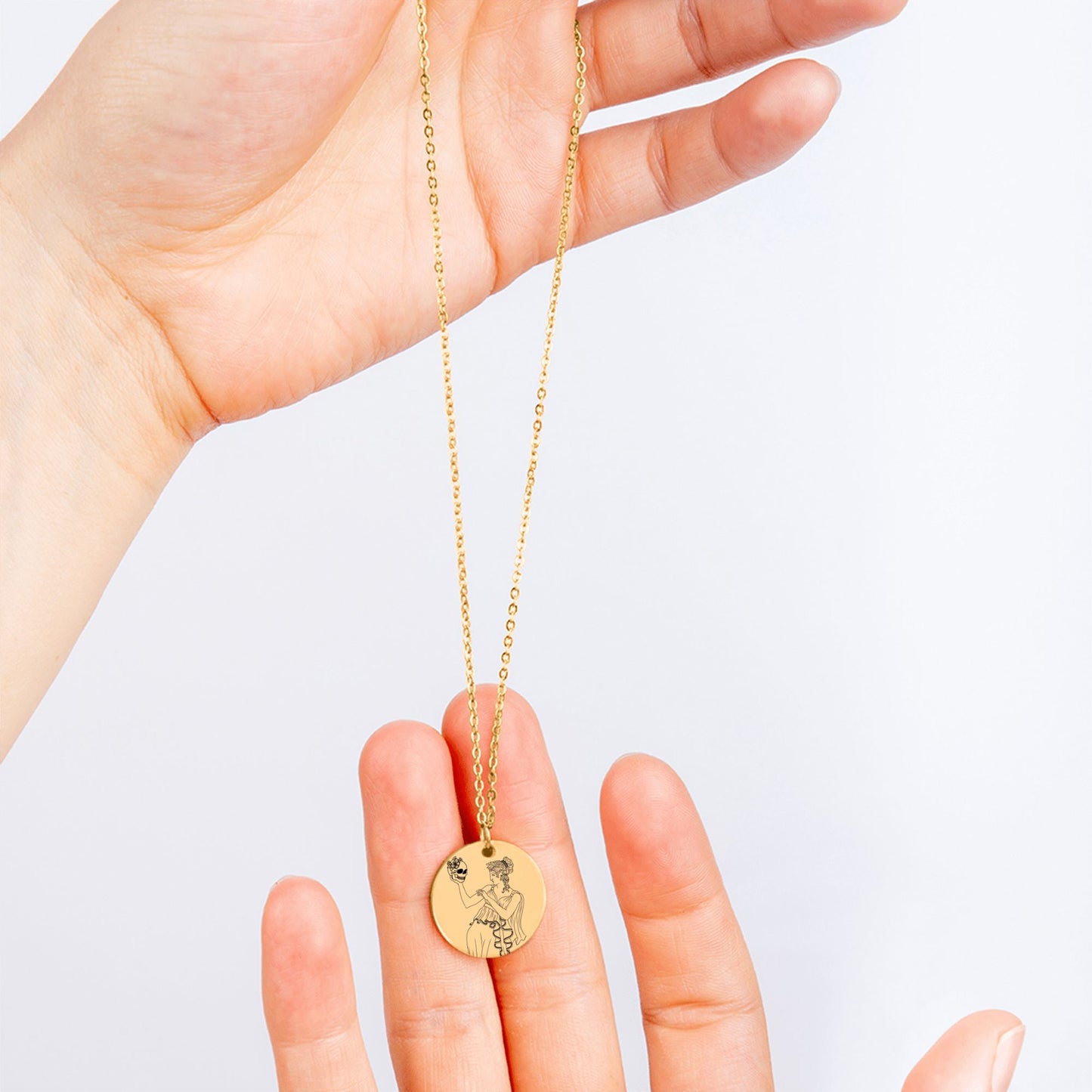 The Persephone Double Sided Engraved Coin Necklace