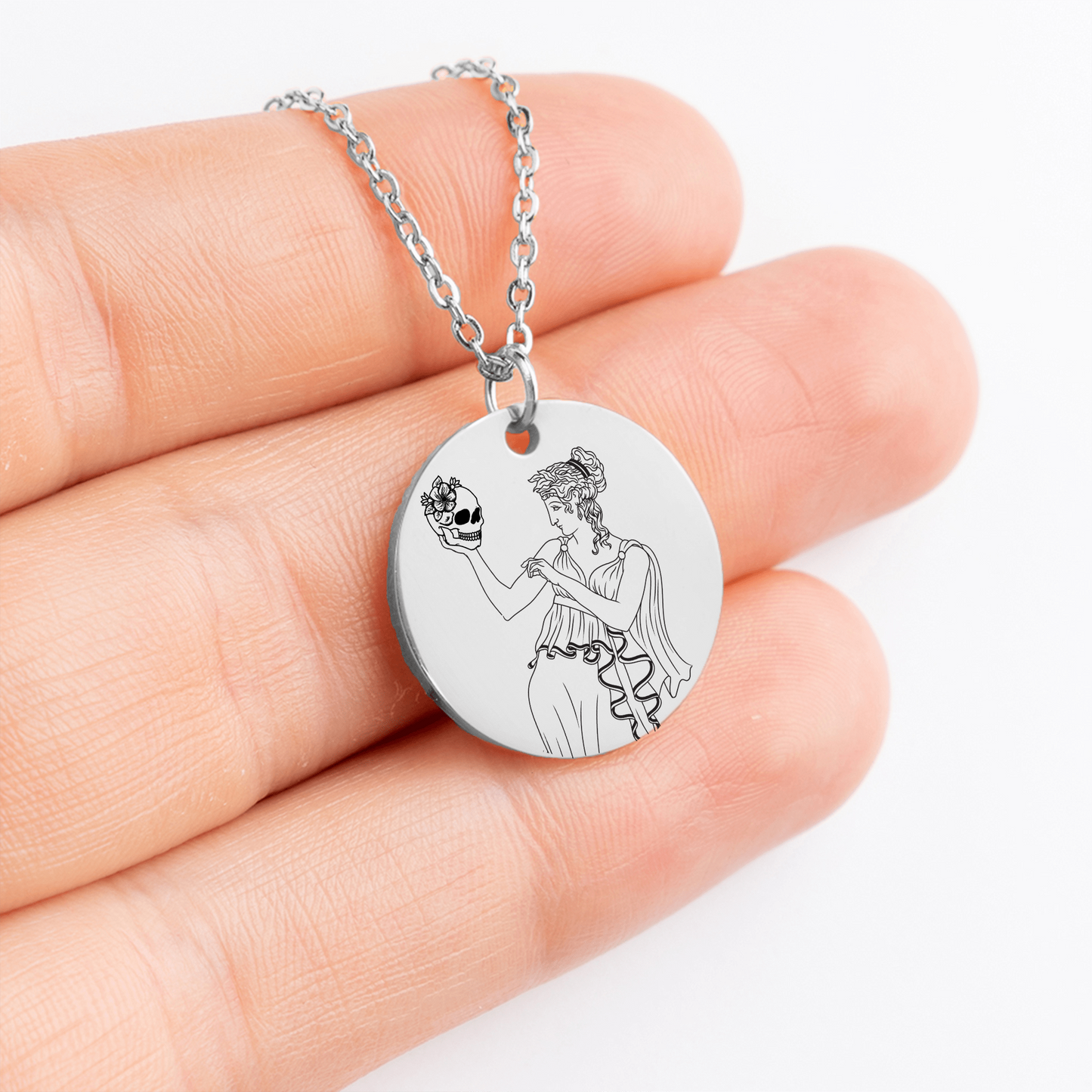 The Persephone Double Sided Engraved Coin Necklace