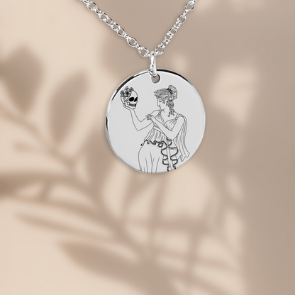 The Persephone Double Sided Engraved Coin Necklace