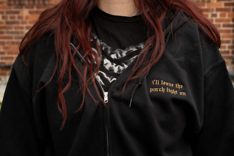 The Porch Light Embroidered Zip Up Hoodie