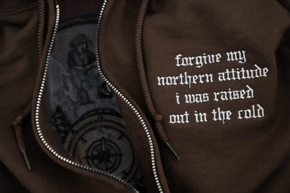 The Northern Attitude Embroidered Zip Up Hoodie