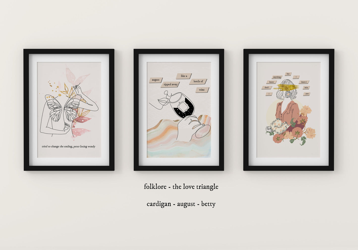 Folklore Set of 3 Printable Downloads (betty, august, cardigan)