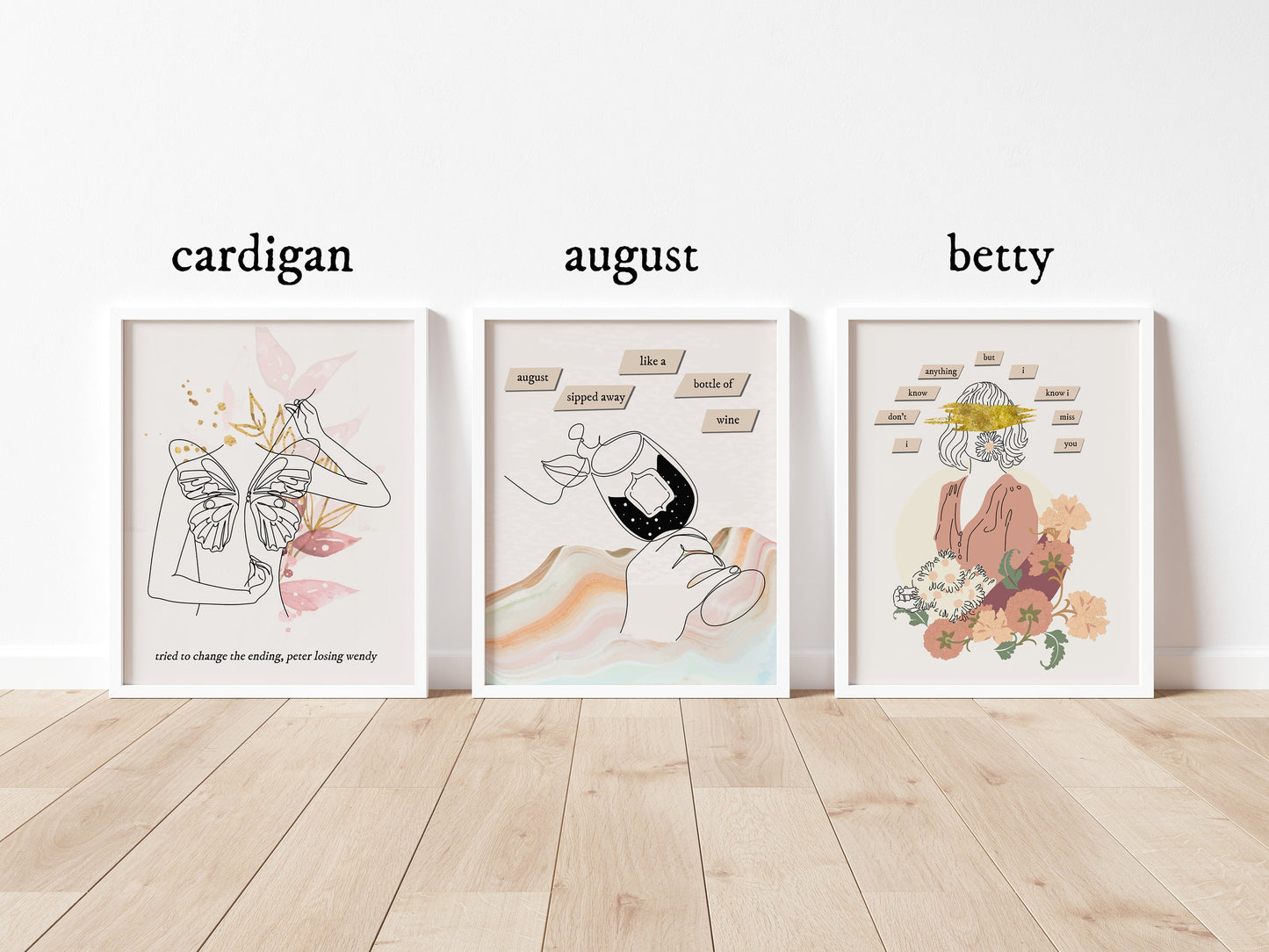 Folklore Set of 3 Printable Downloads (betty, august, cardigan)