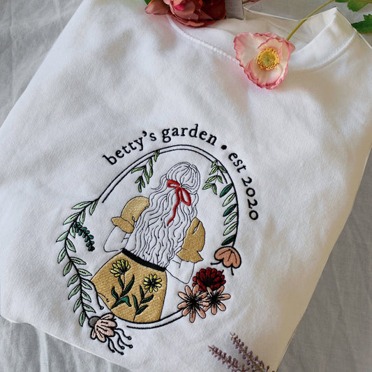 Betty's Garden Embroidered Sweatshirt / T Shirt / Hoodie