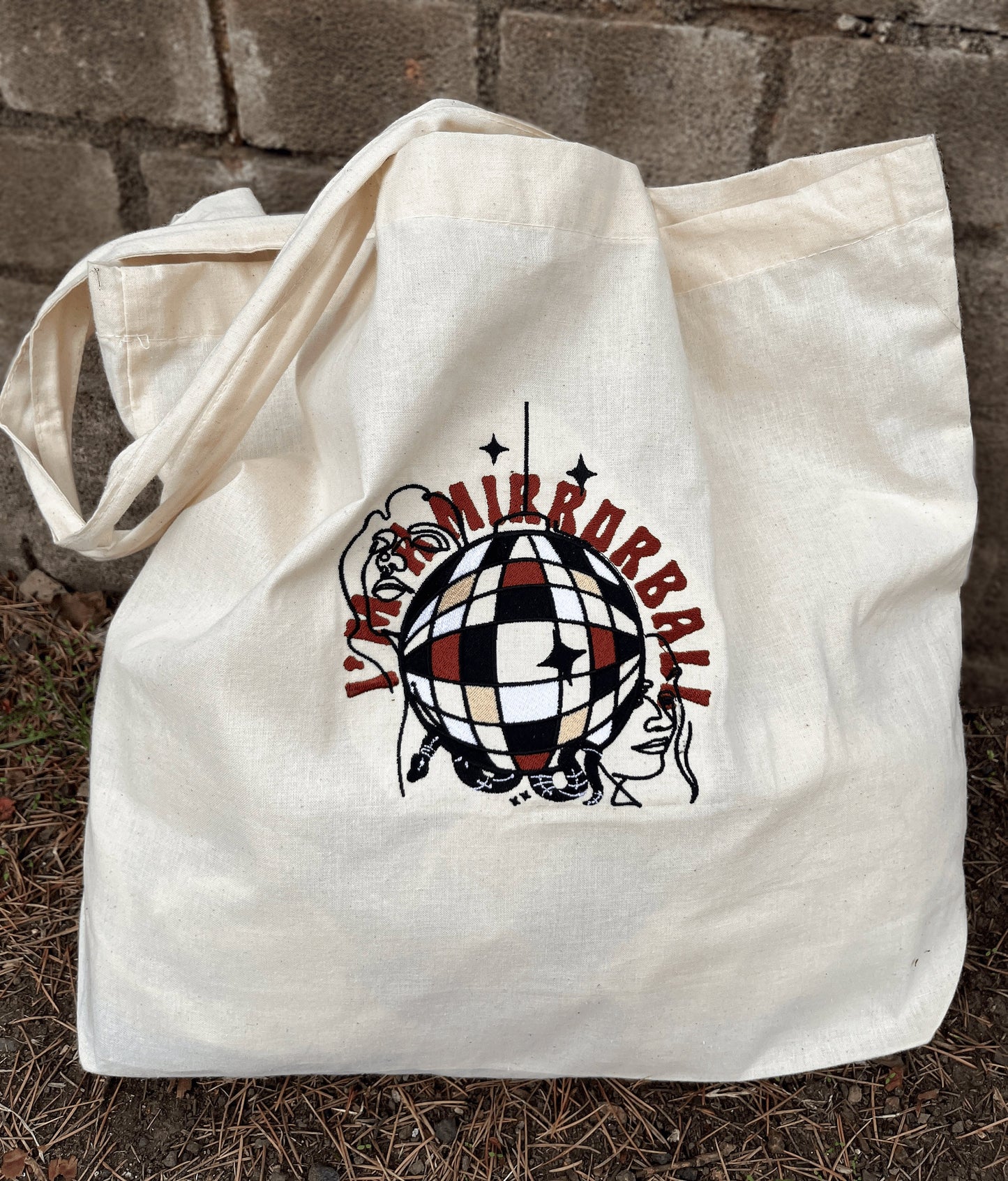 Mirrorball Embroidered Canvas Tote Bag