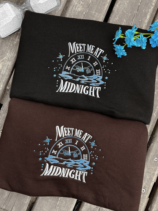 The Meet Me at Midnight Embroidered Sweatshirt / Hoodie / Cotton T Shirt