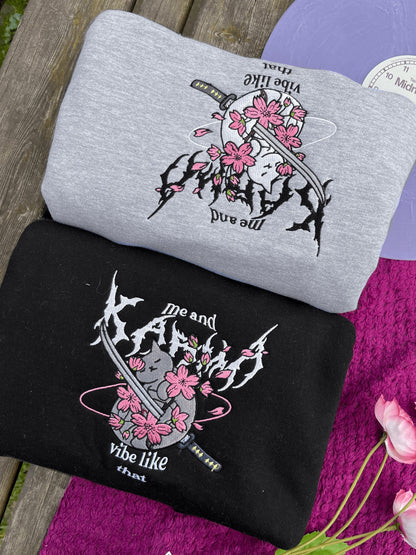 Karma Is a Cat Embroidered Sweatshirt / T Shirt / Hoodie