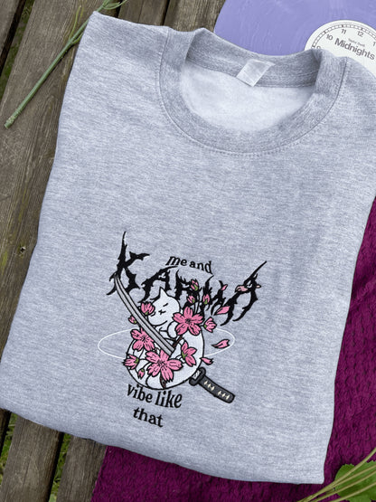 Karma Is a Cat Embroidered Sweatshirt / T Shirt / Hoodie