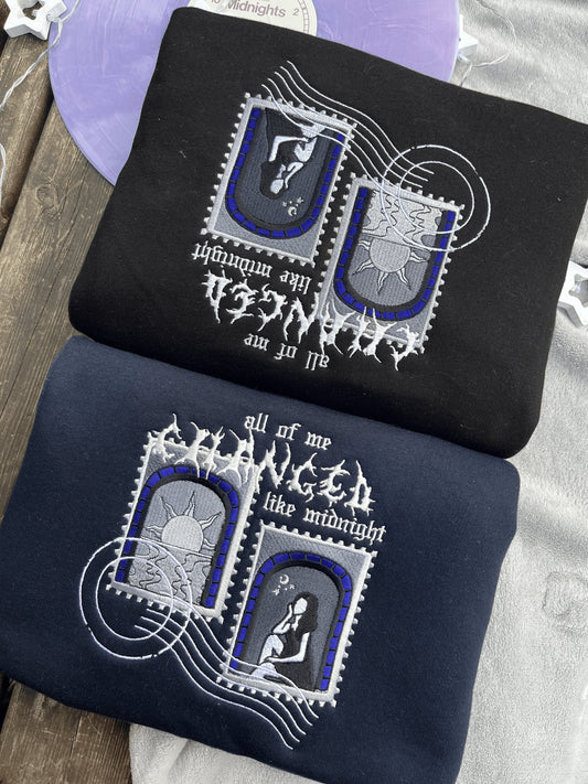 The Midnight Rain Postcard Embroidered Sweatshirt / T Shirt / Hoodie