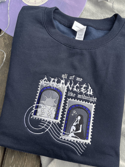 The Midnight Rain Postcard Embroidered Sweatshirt / T Shirt / Hoodie