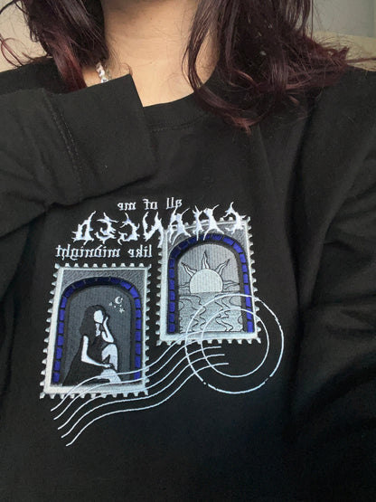 The Midnight Rain Postcard Embroidered Sweatshirt / T Shirt / Hoodie